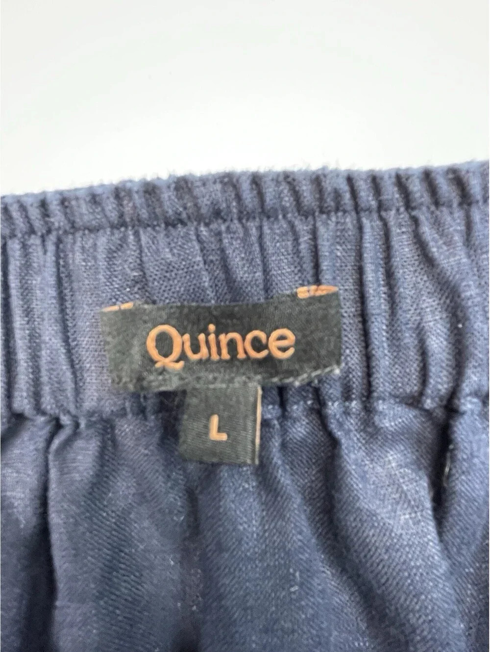 Quince European Linen Square Neck Jumpsuit L Navy Blue Cropped NO BELT